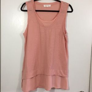 Two by Vince Comuto Pink Layered Tank Top- Size L